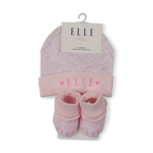 Elle Baby Daisy Hat & Bootie Set - Pink ELL0399C06