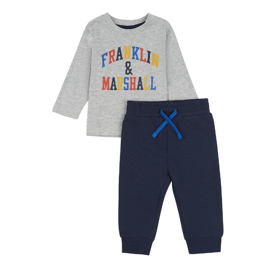 Franklin and Marshall Multicoloured Long Sleeve T-Shirt and Joggers FMS0529G59
