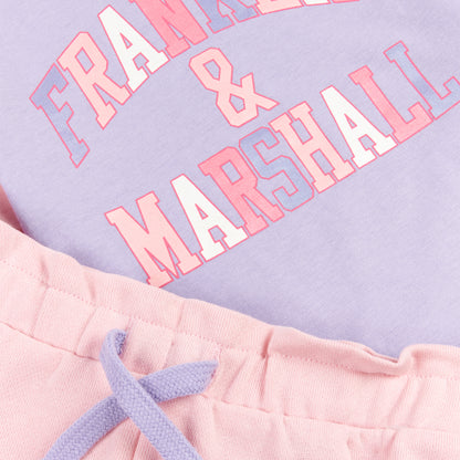 Franklin & Marshall Girls Colour Block Raglan T-Shirt and Shorts Set FMS5039492