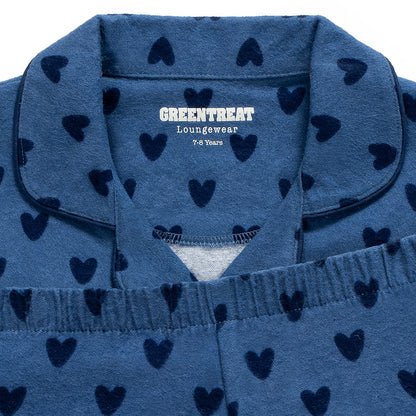 1 Pack Girls Greentreat Organic Cotton Heart Print Pyjama Set GLHGT102