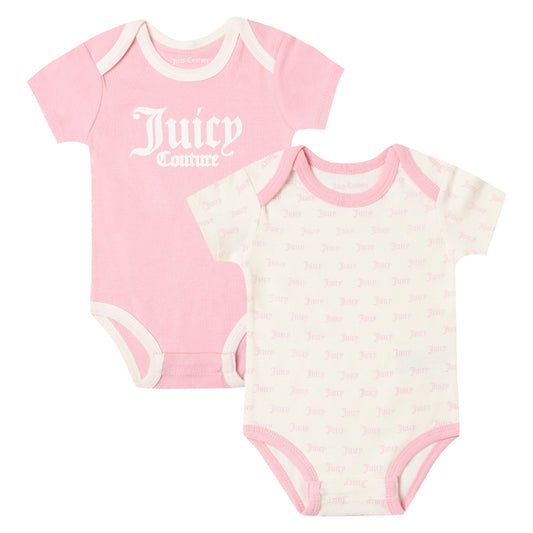 Juicy Couture Girls Toddler 2 Pack Logo Print Babygrows JBX5303976