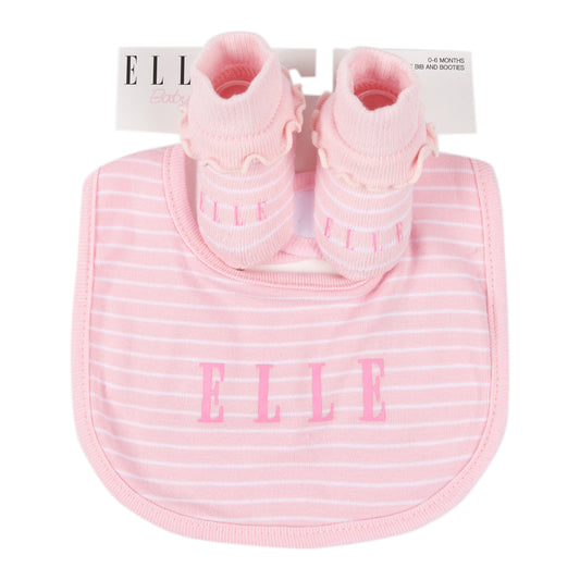 Elle Girls Toddler Stripe Bib and Bootie Set