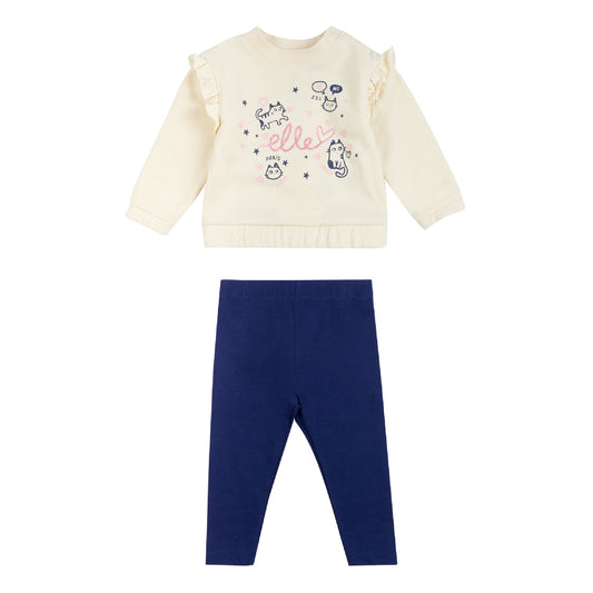 Elle Girls Toddler Cat Crewneck Sweatshirt and Leggings Set