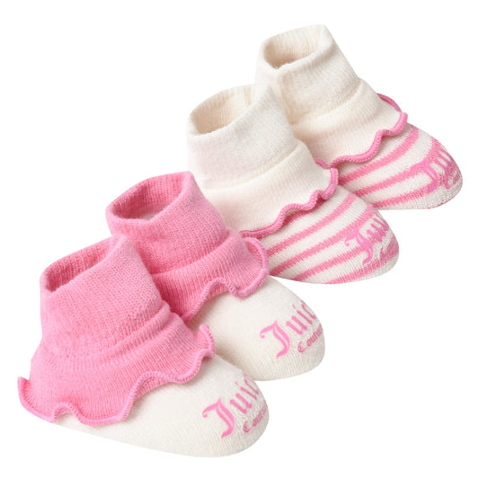 Juicy Couture Stripe Boxed Baby Bootie Set - Pink