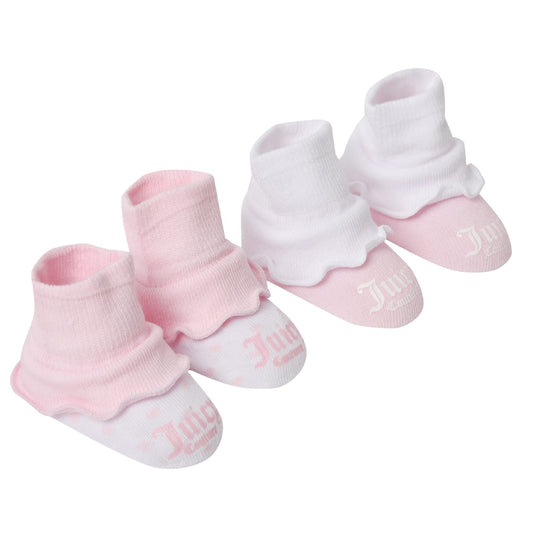 Juicy Couture Stripe Dot Boxed Baby Bootie Set - Pink
