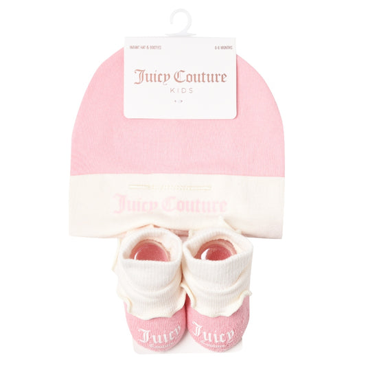 Juicy Couture Hat & Bootie Baby Gift Set - Rose Quartz