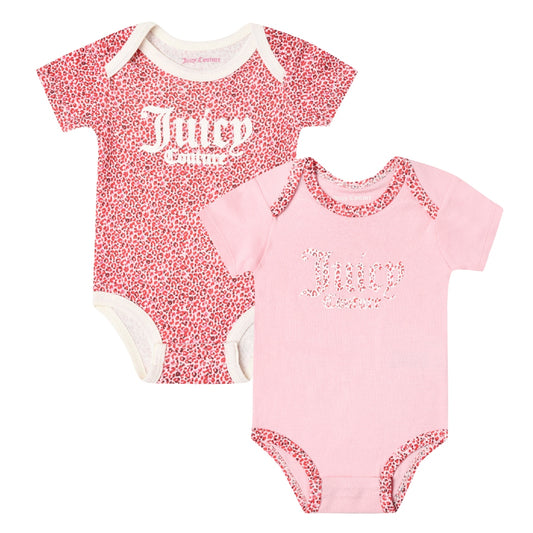 Juicy Couture Girls Toddler 2 Pack Leopard Print Babygrows