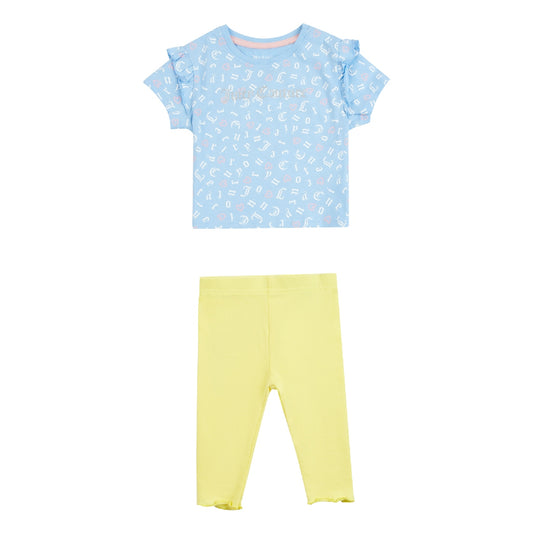 Juicy Couture Girls Letter Frill T-Shirt and Leggings